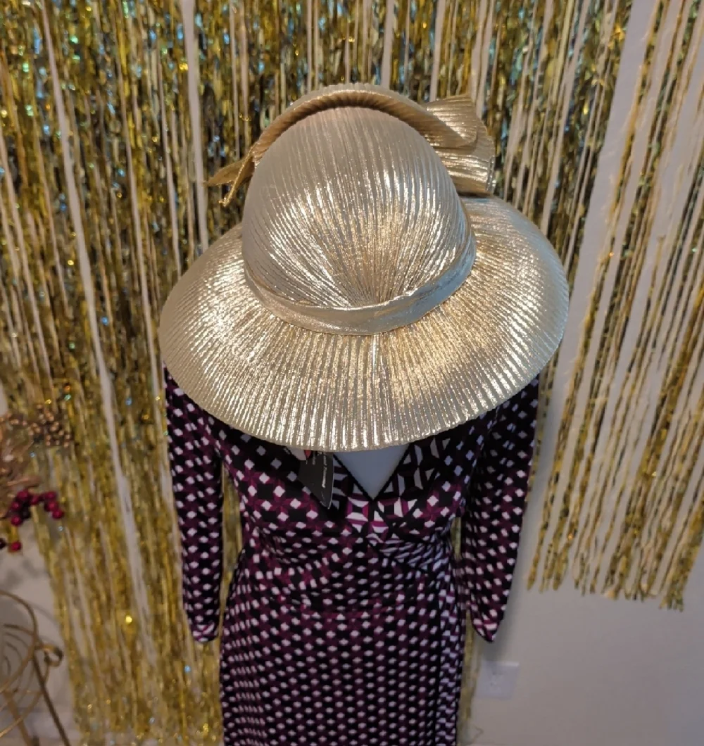 🔥Elegant Gold Party Hat with Rhinestone Bow - Mr. Hi's Collection
